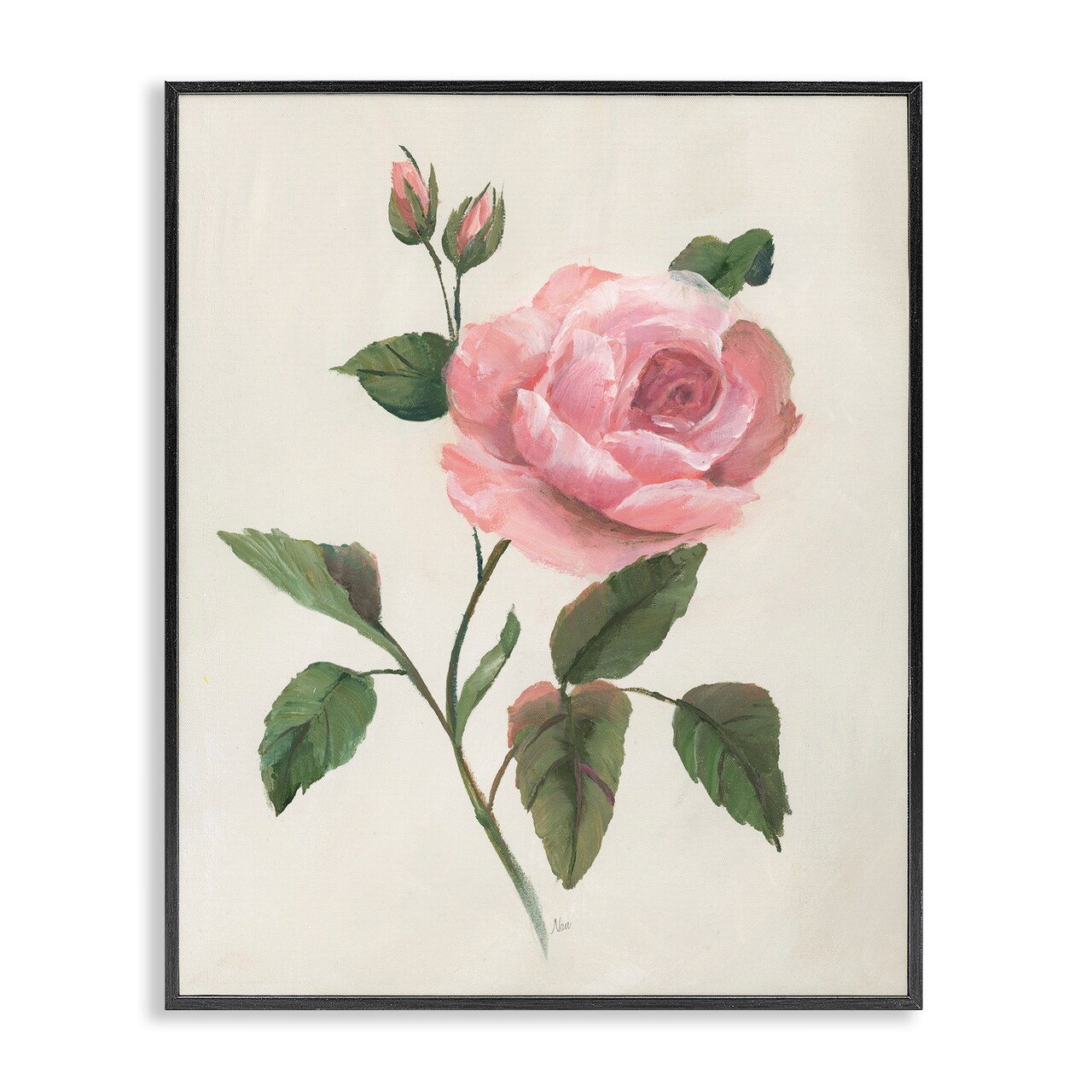 Stupell Industries Single Pink Rose Sprig Framed Giclee By Nan